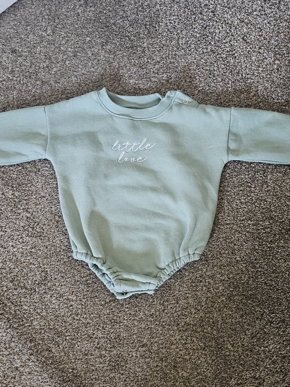 'Little Love' Sage Green Baby One-Piece Romper